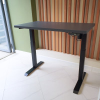 Стол StolStoya МОТОР UP с регулируемой высотой подстолье черное и столешница МДФ эмаль сланцево-серая SE211IBSS12065