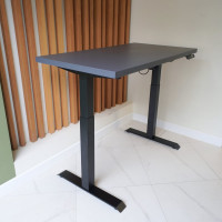 Стол StolStoya МОТОР UP с регулируемой высотой подстолье черное и столешница МДФ эмаль сланцево-серая SE211IBSS12065