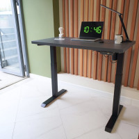 Стол StolStoya МОТОР UP с регулируемой высотой подстолье черное и столешница МДФ эмаль сланцево-серая SE211IBSS12065