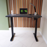 Стол StolStoya МОТОР UP с регулируемой высотой подстолье черное и столешница МДФ эмаль сланцево-серая SE211IBSS12065