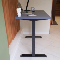 Стол StolStoya МОТОР UP с регулируемой высотой подстолье черное и столешница МДФ эмаль сланцево-серая SE211IBSS12065