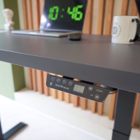 Стол StolStoya МОТОР UP с регулируемой высотой подстолье черное и столешница МДФ эмаль сланцево-серая SE211IBSS12065