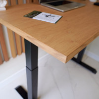 Стол StolStoya МОТОР UP с регулируемой высотой подстолье черное и столешница МДФ шпон дуб европейский SE211IBDE12065