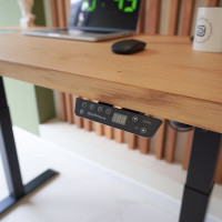 Стол StolStoya МОТОР UP с регулируемой высотой подстолье черное и столешница МДФ шпон дуб европейский SE211IBDE12065