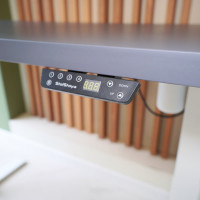 Стол с регулируемой высотой StolStoya МОТОР UP подстолье белое и столешница МДФ эмаль Сланцево-серая SE211I140WSS