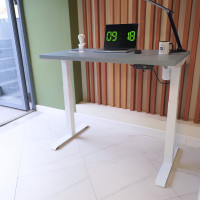 Стол с регулируемой высотой StolStoya МОТОР UP подстолье белое и столешница МДФ эмаль Серая 120x65 SE211/120WS