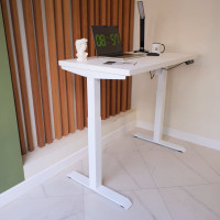 Стол с регулируемой высотой StolStoya МОТОР UP подстолье белое и столешница МДФ эмаль Белая 140x70 SE211/140W