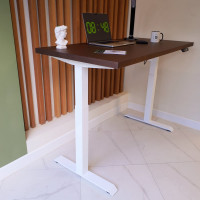 Стол с регулируемой высотой StolStoya МОТОР UP подстолье белое и столешница МДФ шпон Венге 120x65 SE211/120WV