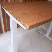 Стол с регулируемой высотой StolStoya МОТОР UP подстолье белое и столешница МДФ шпон Дуб европейский SE211I140WDE