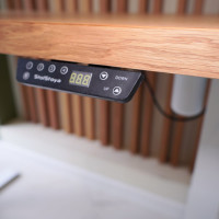 Стол с регулируемой высотой StolStoya МОТОР UP подстолье белое и столешница МДФ шпон Дуб европейский SE211I140WDE