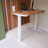 Стол с регулируемой высотой StolStoya МОТОР UP подстолье белое и столешница МДФ шпон Дуб европейский SE211I140WDE