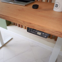 Стол с регулируемой высотой StolStoya МОТОР UP подстолье белое и столешница МДФ шпон Дуб европейский SE211I140WDE