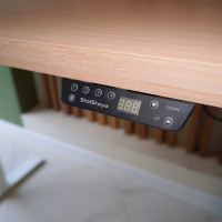 Стол с регулируемой высотой StolStoya МОТОР UP подстолье белое и столешница МДФ шпон Беленый дуб 120x65 SE211I120WBD