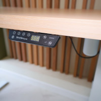 Стол с регулируемой высотой StolStoya МОТОР UP подстолье белое и столешница МДФ шпон Беленый дуб 140x70 SE211I140WBD