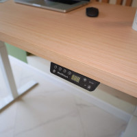 Стол с регулируемой высотой StolStoya МОТОР UP подстолье белое и столешница МДФ шпон Беленый дуб 140x70 SE211I140WBD