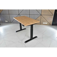 Стол двухмоторный с регулируемой высотой StolStoya ТИТАН подстолье черное и столешница МДФ шпон Дуб SE221IBDE14070