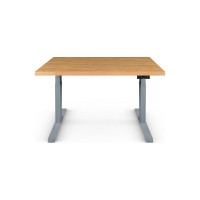 Стол двухмоторный с регулируемой высотой StolStoya ТИТАН подстолье серое и столешница МДФ шпон Дуб SE221ISDE12065