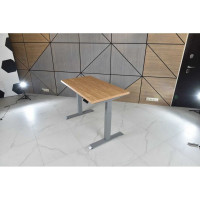 Стол двухмоторный с регулируемой высотой StolStoya ТИТАН подстолье серое и столешница МДФ шпон Дуб SE221ISDE12065