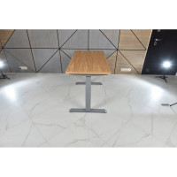 Стол двухмоторный с регулируемой высотой StolStoya ТИТАН подстолье серое и столешница МДФ шпон Дуб SE221ISDE12065