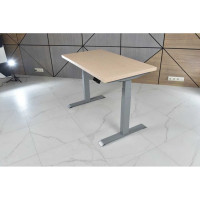 Стол двухмоторный с регулируемой высотой StolStoya ТИТАН подстолье серое и столешница МДФ шпон SE221ISBD12065