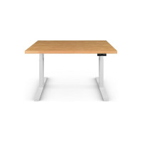 Стол двухмоторный с регулируемой высотой StolStoya ТИТАН подстолье белое и столешница МДФ шпон Дуб SE221IWDE12065