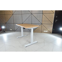 Стол двухмоторный с регулируемой высотой StolStoya ТИТАН подстолье белое и столешница МДФ шпон Дуб SE221IWDE12065