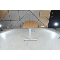 Стол двухмоторный с регулируемой высотой StolStoya ТИТАН подстолье белое и столешница МДФ шпон Дуб SE221IWDE12065