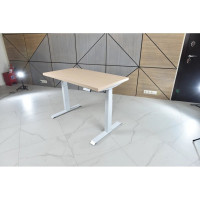 Стол двухмоторный с регулируемой высотой StolStoya ТИТАН подстолье белое и столешница МДФ шпон SE221I120WBD