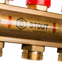 Распределительный коллектор из латуни с расходомерами 12 вых. STOUT SMB 0473 000012