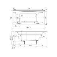 Чугунная ванна WOTTE Forma 1500x700x445 /БП-э00д1470/ 00000094248