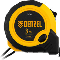 Рулетка Denzel 3 м, 16 мм, двухкомпонентный корпус, кнопка-пауза 31541