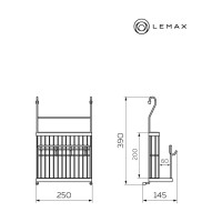Полка для ножей и досок с крючками Lemax, длина 250 мм, ширина 160 мм, высота 385 мм, хром MX-427