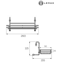 Полка одинарная разборная малая lemax, хром MX-414