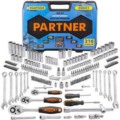 Набор инструментов Partner 1/4", 3/8", 1/2" 6-гранные, 216 предметов PA-38841(50650)