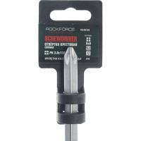 Крестовая силовая магнитная отвертка Rockforce Profi на пластиковом держате RF-70230150(28253)