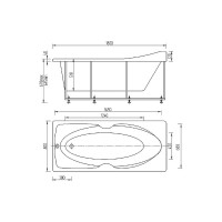 Прямоугольная ванна AQUATEK Европа слив слева, вклеенный каркас EVR180-0000041 00000000752