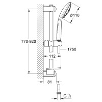 Душевой гарнитур Grohe Euphoria Massage, 900 мм, полу-фиксированные крепления 27226001