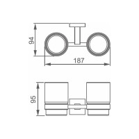 Двойной стакан Aquanet 6184D стекло с держателем, хром 00202107