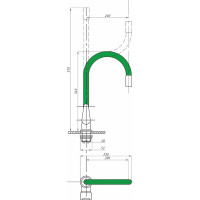 Смеситель для кухни FAUZT гибкий излив, тип См-МОЦБА, зелёный FZs-822-G101