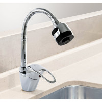 Смеситель для кухни SANTREK AQUA-665 "MODERN" d-40 SB19 гибкий излив (на гайке) 123474