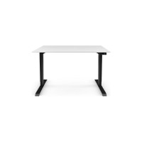 Письменный, компьютерный стол для работы сидя и стоя StolStoya BAZALT, черный, с электроприводом, столешница лдсп белая 125x75 SE222BW12575