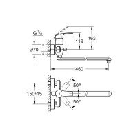 Мультифункциональный смеситель для ванны и раковины Grohe хром 23992003 00000094493