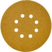 Диск абразивный с липучкой Sandpaper (yellow) 150 мм, 8 отверстий, P60, 5 шт BRUSHTEX 150Y8-60
