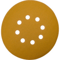 Диск абразивный с липучкой Sandpaper (yellow) 150 мм, 8 отверстий, P180, 5 шт BRUSHTEX 150Y8-180