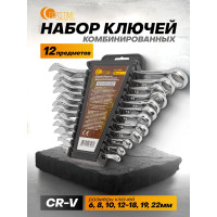 Набор комбинированных ключей FORSTIME 6, 8, 10, 12, 13, 14, 15, 16, 17, 18, 19, 22 мм, 12 предметов FT-5121MP(52495)