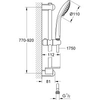Душевой гарнитур GROHE Euphoria Champagne, 900 мм, полу-фиксированные крепления 27227001