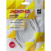 Аудио-кабель Defender JACK01-03 Белый JACK M-JACK M, 1,2м 87513