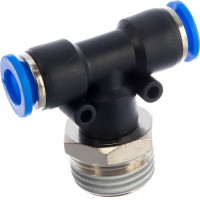 Т-образный фитинг для пластиковых трубок Rockforce 8 мм с наружной резьбой 1/2" RF-SPB08-04(2072)