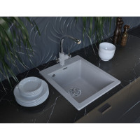 Гранитная мойка Paulmark KANTE 40 графит 415х490 мм PM104249-DG