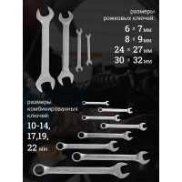 Набор комбинированных и рожковых ключей ROCKFORCE 12пр. RF-5198 47182